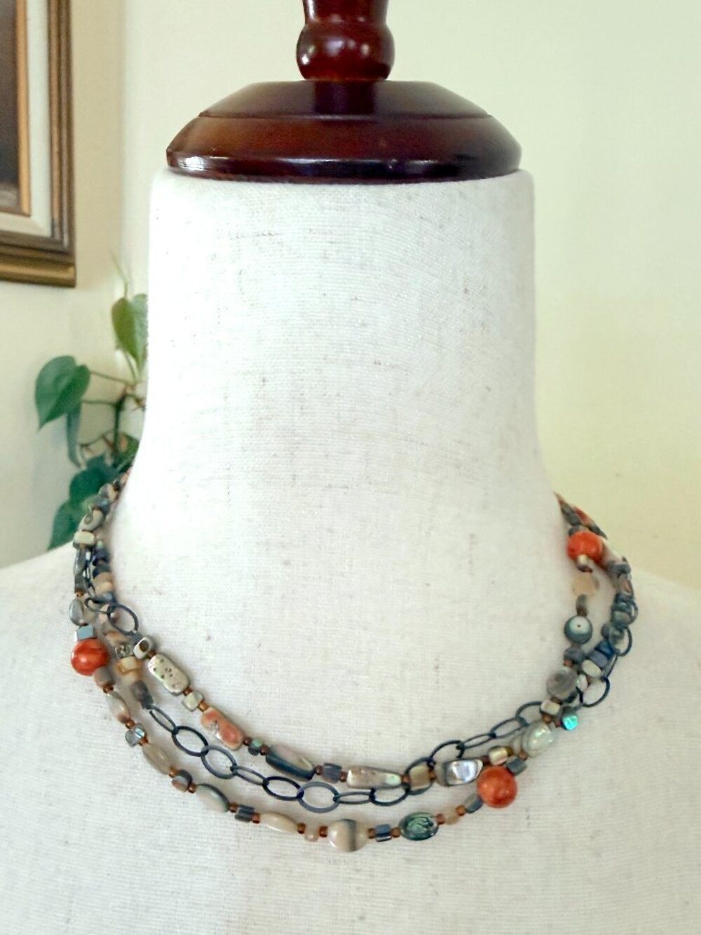 Silpada Fiesta Fun Coral Abalone Shell Bead Necklace N1563